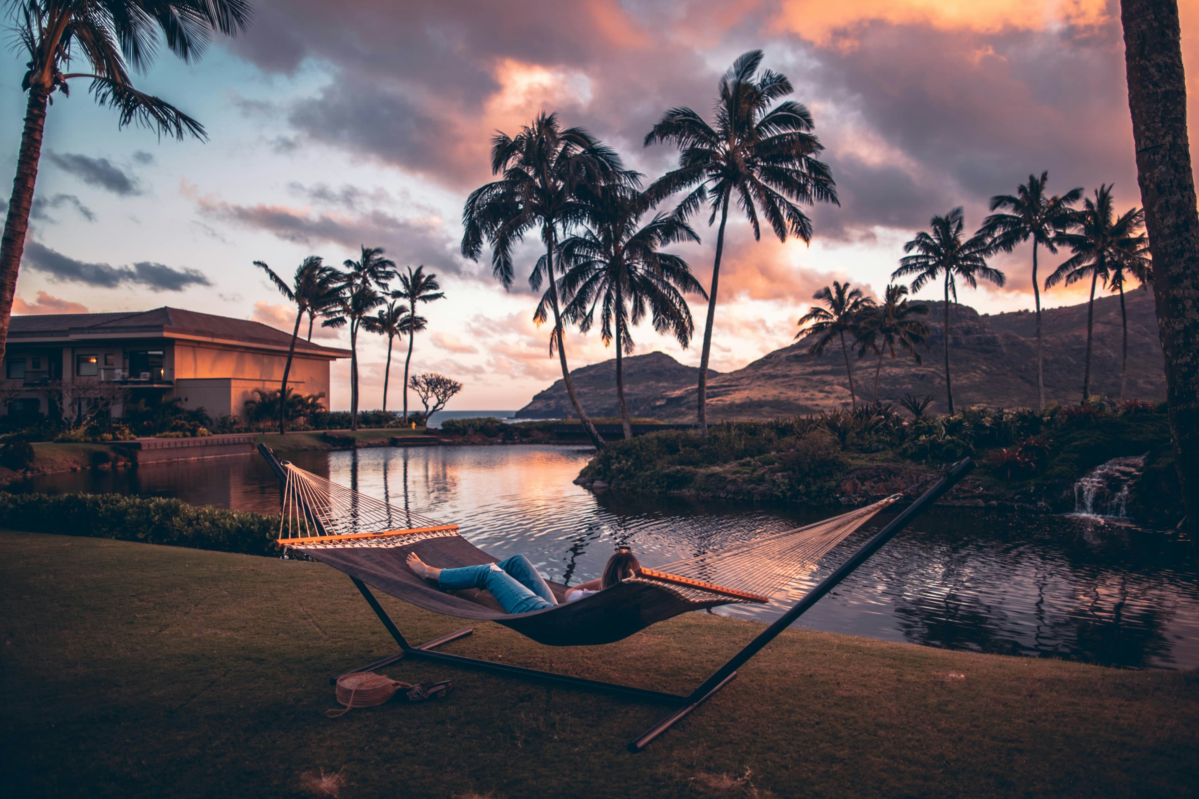 A hammock by the water at golden hour the Ace & Breathe Executive Reset, Montenegro